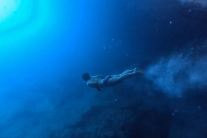 Private speedboat anchored near the Blue Cave in Montenegro