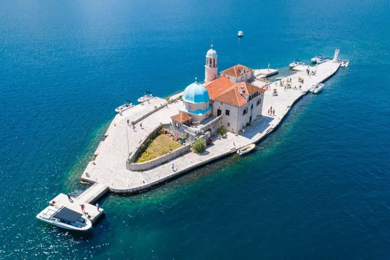 Perast and Our Lady of the Rocks - 2h Our Lady of the Rocks island with its church dome in the Bay of Kotor
