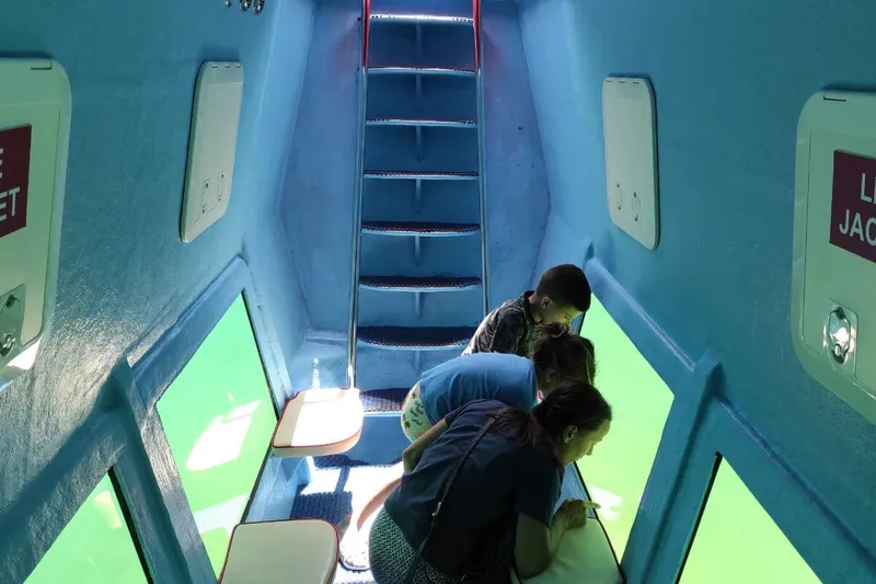 Boka Körfezi'nde özel yarı denizaltıda kutlama yapan grup Boka Körfezi'nde özel yarı denizaltıda kutlama yapan grup